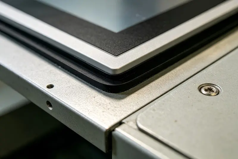 IP65 panel mount monitor front seal gasket detail