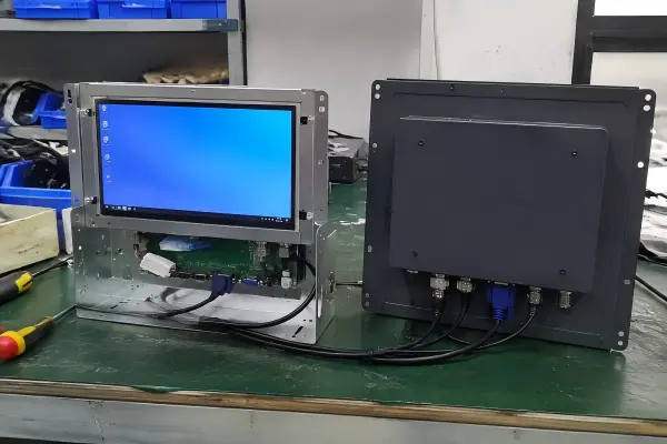 Comparison of open frame monitor and enclosed industrial monitor for machine integration