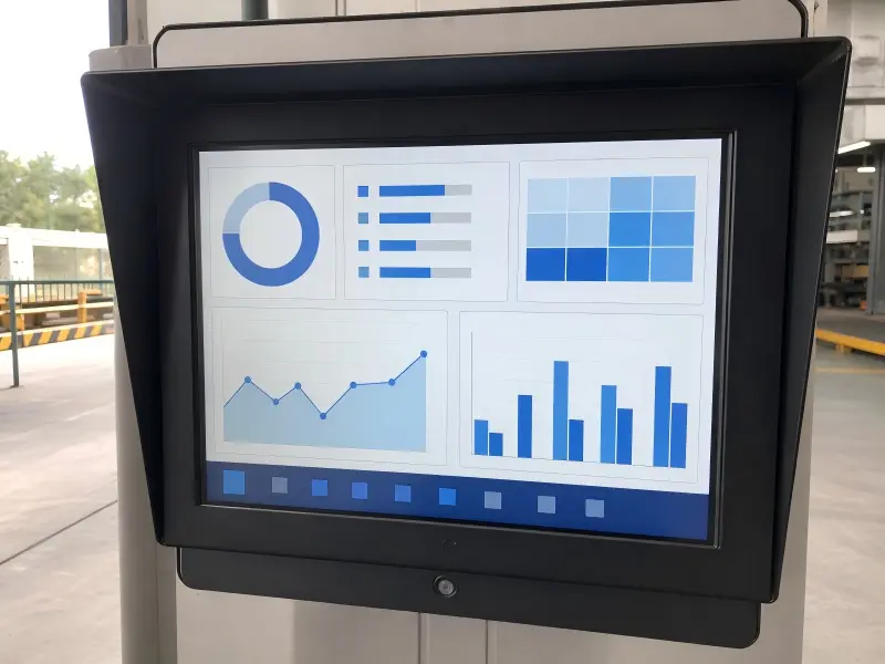 High brightness industrial LCD screen reducing glare in bright light