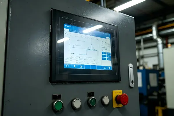 Panel mount industrial monitor installed through machine front enclosure
