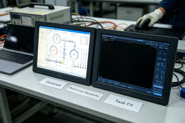 LCD vs OLED for industrial applications visual performance comparison