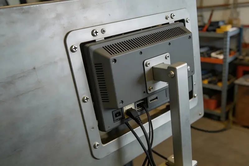 Industrial panel mount monitor bezel brackets and panel cutout