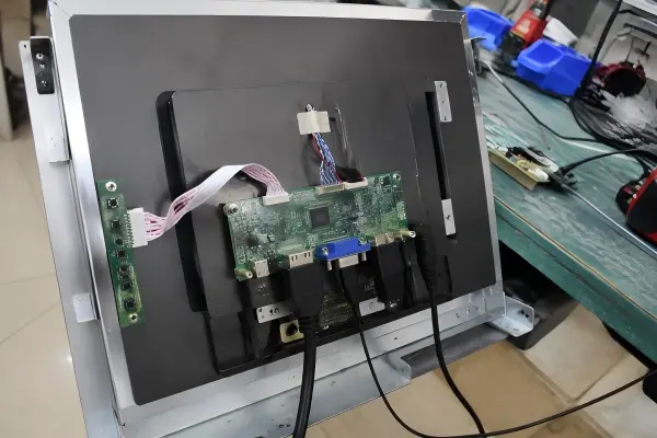Open frame monitor video input power and USB touch interface connections
