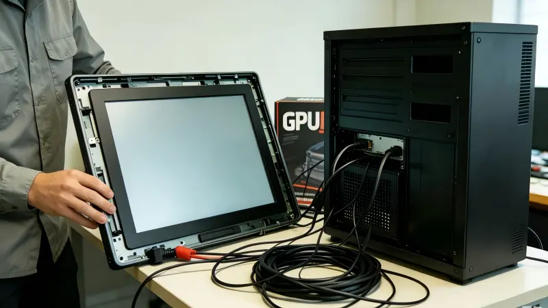 Touch drift isolation testing for open frame monitors near GPU hardware