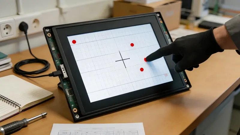 Touch drift symptom testing on an open frame industrial monitor